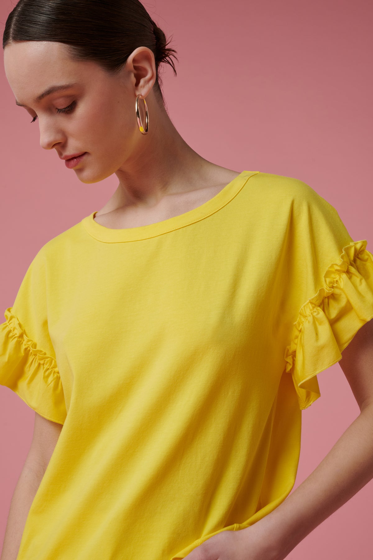 T-shirt bi-matière à volants