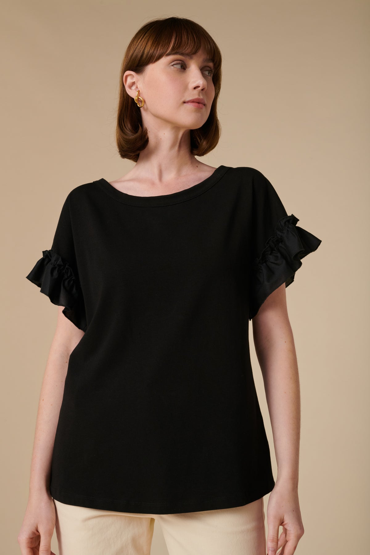 T-shirt bi-matière à volants